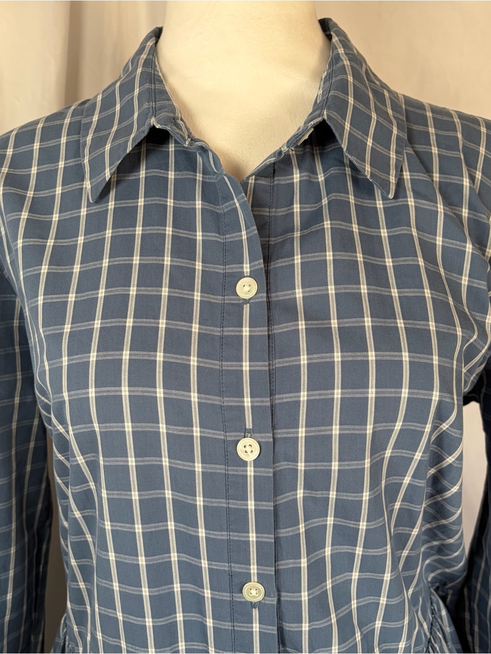 Veronica Beard Jamila Check Tiered Mini Dress Blue & White Windowpane Large - Picture 3 of 9